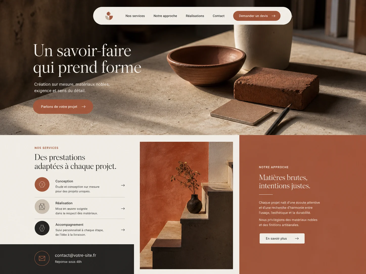 Aperçu terre cuite d’un site essentiel pour un atelier artisanal